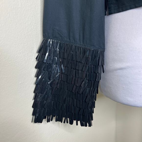 J Crew Collection Garçon Shirt 10 Limited Edition Sequin Cuff Button Cropped Top - Picture 6 of 10